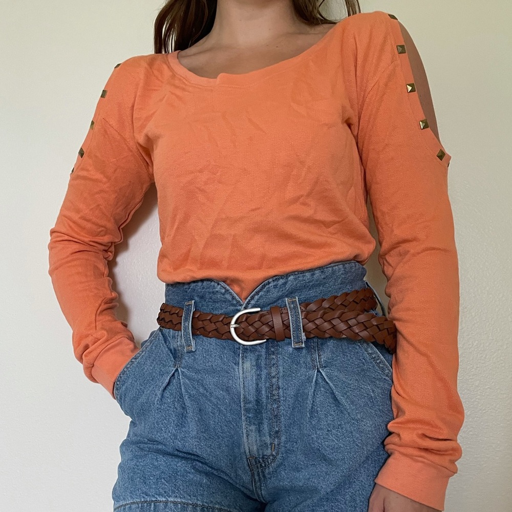 Studded Cold Shoulder Sweater